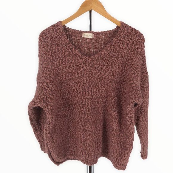 Altar’d State Mauve Eyelash Fuzzy Sweater Long Sleeve Soft V-Neck size S/M - Picture 3 of 15